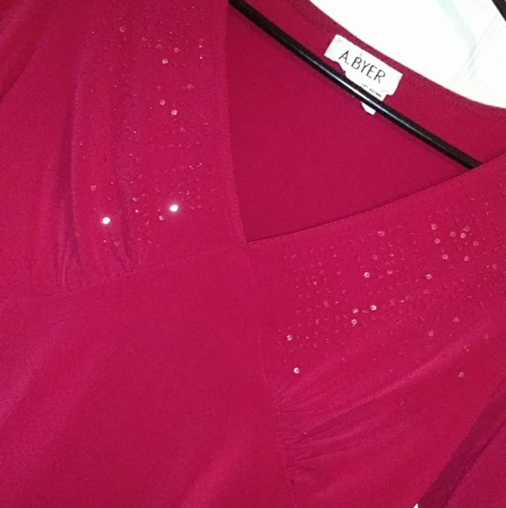 Red v-neck shirt